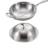 SOGA 2X 18/10 Stainless Steel Fry Pan 36cm Frying Pan Top Grade Skillet with Helper Handle and Lid