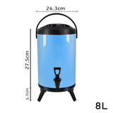 SOGA 4X 8L Stainless Steel Insulated Milk Tea Barrel Hot and Cold Beverage Dispenser Container with Faucet Blue