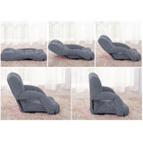 SOGA 4X Foldable Lounge Cushion Adjustable Floor Lazy Recliner Chair with Armrest Grey