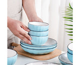 SOGA Blue Japanese Style Ceramic Dinnerware Crockery Soup Bowl Plate Server Kitchen Home Decor Set of 9