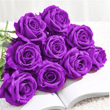 SOGA 5pcs Artificial Silk Flower Fake Rose Bouquet Table Decor Purple