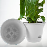 SOGA 19.5cm White Plastic Plant Pot Self Watering Planter Flower Bonsai Indoor Outdoor Garden Decor Set of 3