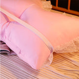 SOGA 2X 180cm Pink Princess Bed Pillow Headboard Backrest Bedside Tatami Sofa Cushion with Ruffle Lace Home Decor