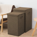 SOGA Coffee Medium Collapsible Laundry Hamper Storage Box Foldable Canvas Basket Home Organiser Decor