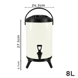 SOGA 4X 8L Stainless Steel Insulated Milk Tea Barrel Hot and Cold Beverage Dispenser Container with Faucet White