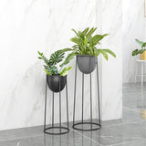 SOGA 50cm Round Wire Metal Flower Pot Stand with Black Flowerpot Holder Rack Display