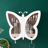 SOGA 2X White Butterfly Shape Wall-Mounted Makeup Organiser Dustproof Waterproof Bathroom Storage Box Home Decor