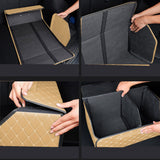 SOGA 4X Leather Car Boot Collapsible Foldable Trunk Cargo Organizer Portable Storage Box Beige/Gold Stitch Medium