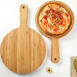 SOGA 9 inch Blonde Round Premium Wooden Serving Tray Board Paddle with Handle Home Decor