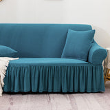 SOGA 3-Seater Blue Sofa Cover with Ruffled Skirt Couch Protector High Stretch Lounge Slipcover Home Decor