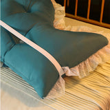 SOGA 2X 120cm Blue-Green Princess Bed Pillow Headboard Backrest Bedside Tatami Sofa Cushion with Ruffle Lace Home Decor