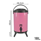 SOGA 18L Stainless Steel Insulated Milk Tea Barrel Hot and Cold Beverage Dispenser Container with Faucet Pink