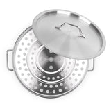 SOGA 50L Stainless Steel Stock Pot with Two Steamer Rack Insert Stockpot Tray