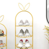 SOGA 2X 7 Tier Bunny Ears Shape Gold Plated Metal Shoe Organizer Space Saving Portable Footwear Storage Shelf