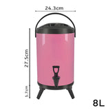 SOGA 4X 8L Stainless Steel Insulated Milk Tea Barrel Hot and Cold Beverage Dispenser Container with Faucet Pink