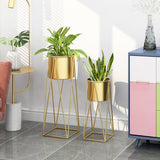 SOGA 50cm Gold Metal Plant Stand with Gold Flower Pot Holder Corner Shelving Rack Indoor Display