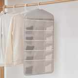 SOGA Grey Double Sided Hanging Storage Bag Underwear Bra Socks Mesh Pocket Hanger Home Organiser