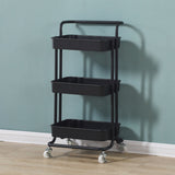 SOGA 2X 3 Tier Steel Black Movable Kitchen Cart Multi-Functional Shelves Portable Storage Organizer with Wheels