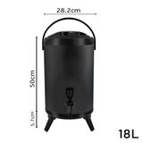 SOGA 18L Stainless Steel Insulated Milk Tea Barrel Hot and Cold Beverage Dispenser Container with Faucet Black