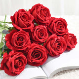 SOGA 5pcs Artificial Silk Flower Fake Rose Bouquet Table Decor Red