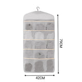 SOGA 2X Grey Double Sided Hanging Storage Bag Underwear Bra Socks Mesh Pocket Hanger Home Organiser