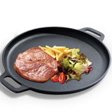 SOGA Cast Iron Frying Pan Skillet Coating Steak Sizzle Platter 30cm