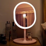 SOGA 20cm Pink Rechargeable LED Light Makeup Mirror Tabletop Vanity Home Decor