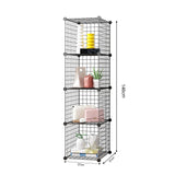 SOGA Black Portable 4 Tier Cube Storage Organiser Foldable DIY Modular Grid Space Saving Shelf