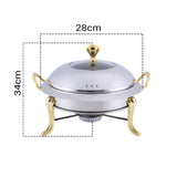 SOGA Stainless Steel Gold Accents Round Buffet Chafing Dish Cater Food Warmer Chafer with Glass Top Lid