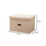 SOGA 2X Beige Medium Foldable Canvas Storage Box Cube Clothes Basket Organiser Home Decorative Box