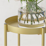 SOGA 2X 2 Layer 80cm Gold Metal Plant Stand Flower Pot Holder Corner Shelving Rack Indoor Display