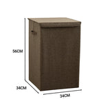 SOGA Coffee Medium Collapsible Laundry Hamper Storage Box Foldable Canvas Basket Home Organiser Decor