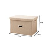 SOGA Beige Large Foldable Canvas Storage Box Cube Clothes Basket Organiser Home Decorative Box