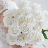 SOGA 10pcs Artificial Silk Flower Fake Rose Bouquet Table Decor White