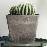 SOGA 2X 27cm Sand Grey Square Resin Plant Flower Pot in Cement Pattern Planter Cachepot for Indoor Home Office