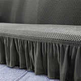 SOGA 1-Seater Grey Sofa Cover with Ruffled Skirt Couch Protector High Stretch Lounge Slipcover Home Decor