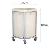 SOGA Stainless Steel Commercial Round Soiled Linen Laundry Trolley Cart with Wheels White