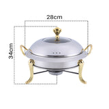 SOGA 4X Stainless Steel Gold Accents Round Buffet Chafing Dish Cater Food Warmer Chafer with Glass Top Lid