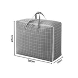 SOGA 2X Grey Plaid  Super Large Storage Luggage Bag Double Zipper Foldable Travel Organiser Essentials