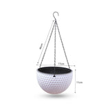 SOGA White Small Hanging Resin Flower Pot Self Watering Basket Planter Outdoor Garden Decor