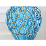 SOGA 67cm Blue Glass Tall Floor Vase with Metal Flower Stand