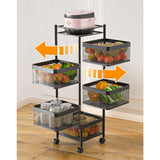 SOGA 5 Tier Steel Square Rotating Kitchen Cart Multi-Functional Shelves Portable Storage Organizer with Wheels