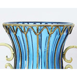 SOGA 51cm Blue Glass Oval Floor Vase with Metal Flower Stand