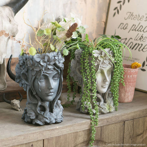 head pot planter nz SOGA Resin Black Creative Goddess Head Statue Planter Bonsai Flower Su – heysNZ