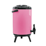 SOGA 12L Stainless Steel Insulated Milk Tea Barrel Hot and Cold Beverage Dispenser Container with Faucet Pink