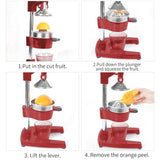 SOGA Commercial Manual Juicer Hand Press Juice Extractor Squeezer Orange Citrus Red