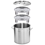 SOGA 33L Stainless Steel Stock Pot with One Steamer Rack Insert Stockpot Tray