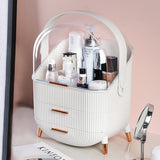 SOGA White Cosmetic Jewelry Storage Organiser Set Makeup Brush Lipstick Skincare Holder Jewelry Storage Box with Handle