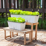 SOGA 2X 35cm Small White Rectangular Flowerpot Vegetable Herb Flower Outdoor Plastic Box Garden Decor