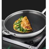 SOGA 2X 18/10 Stainless Steel Fry Pan 32cm Frying Pan Top Grade Non Stick Interior Skillet with Helper Handle and Lid